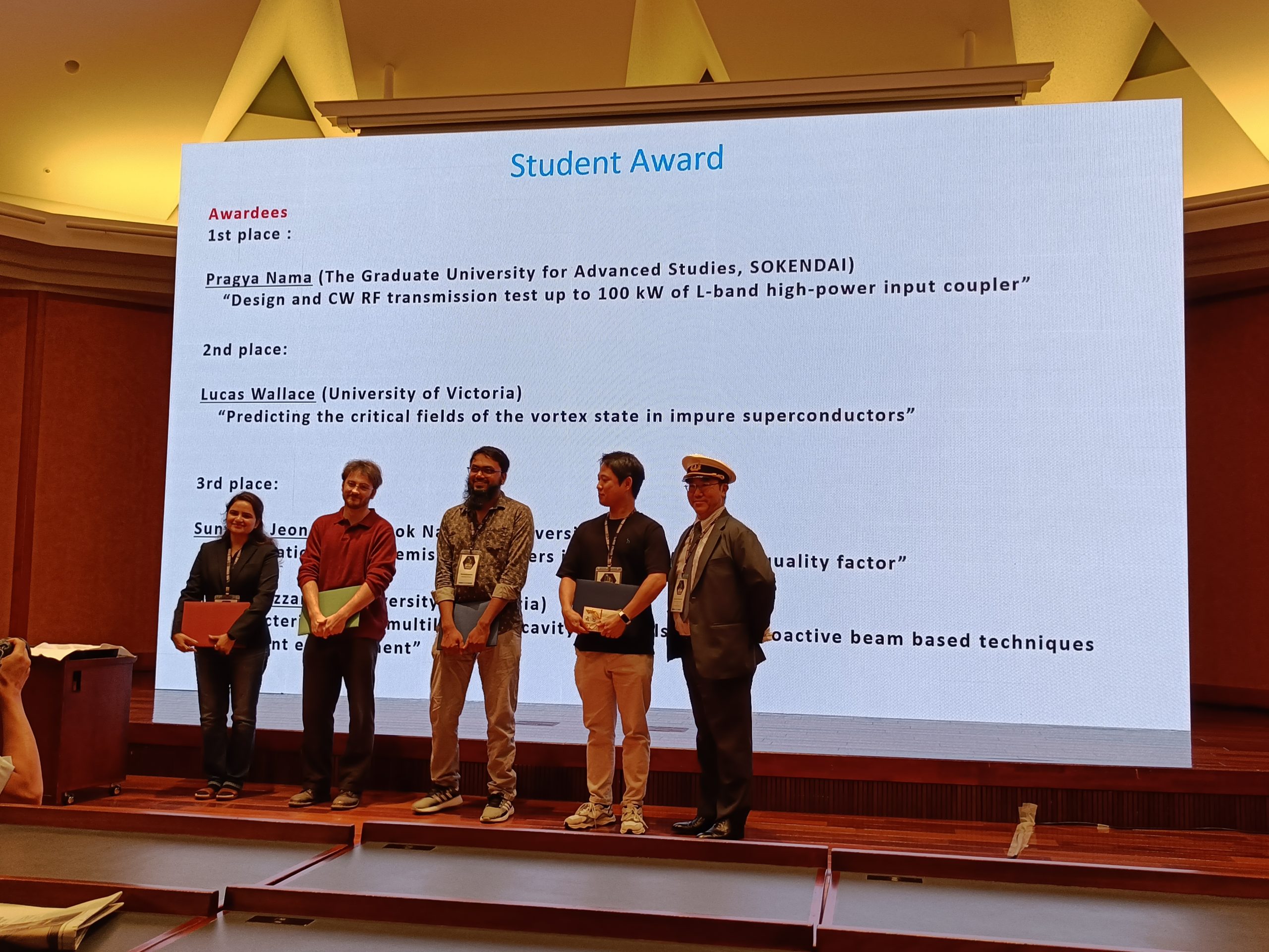 Award ceremony scene. Pragya Nama is on the far left.